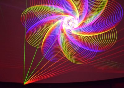 Colorful lasers forming shapes