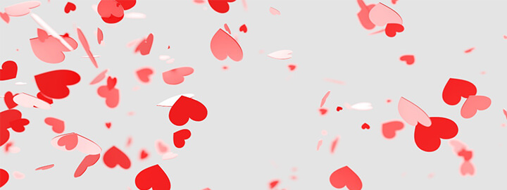 Different sized hearts floating