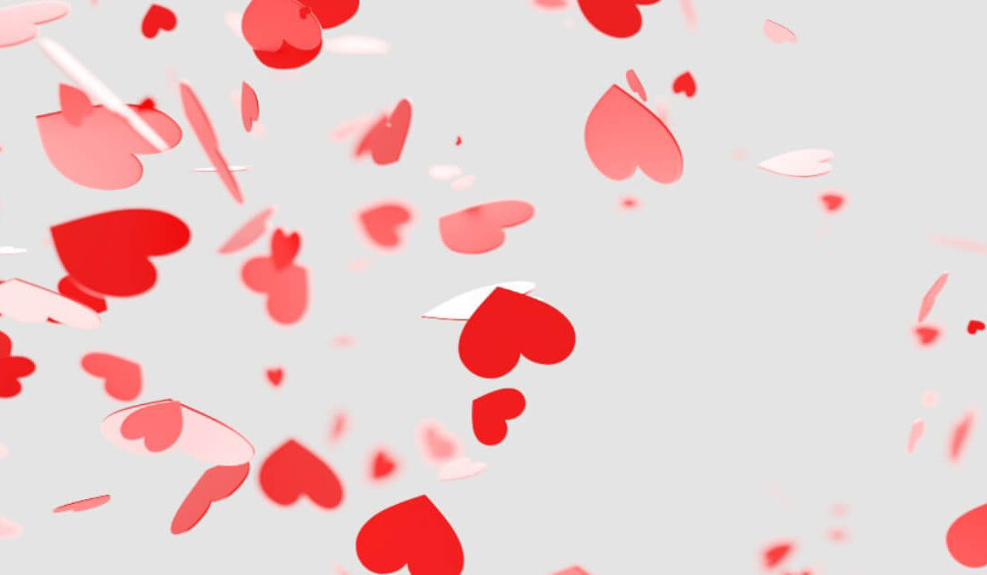 Different sized hearts floating