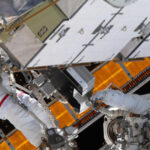 Two astronauts outside of the ISS
