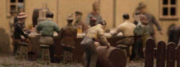 A close-up image of some of the figurines in the Miniature Railroad and Village