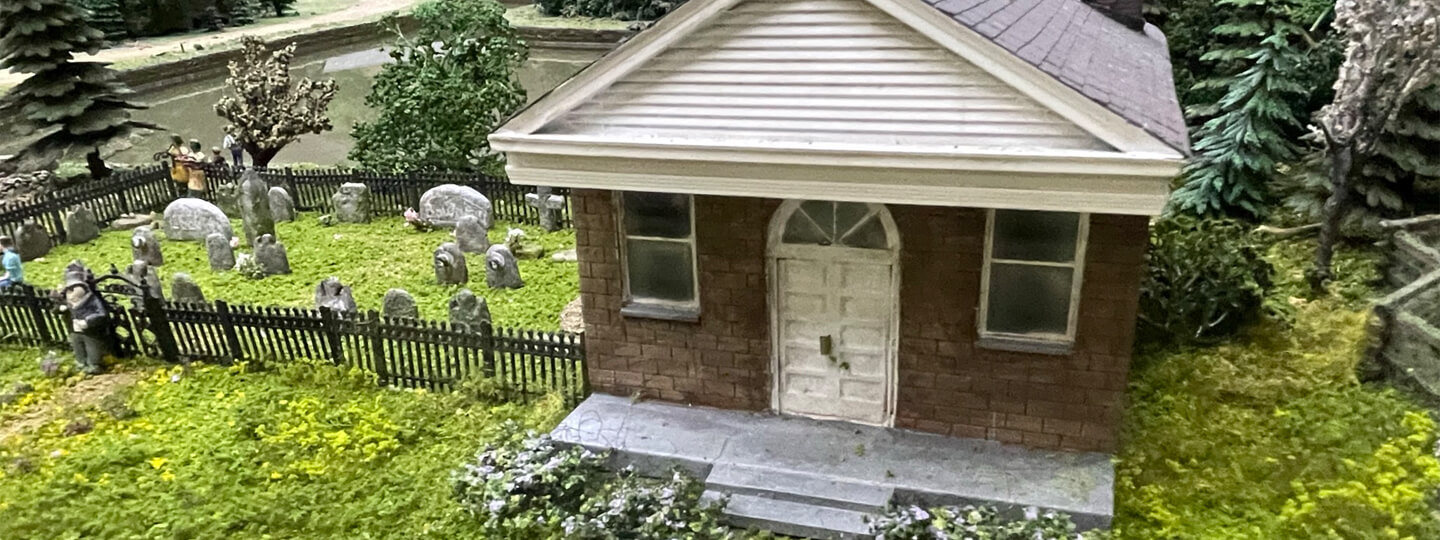 Miniature model of the chapel from Night of the Living Dead