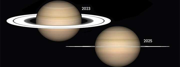 Saturn's rings from 2023 and they will look like they will disappear in 2025