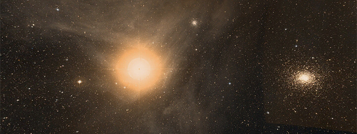Antares star and Messier 4 cluster
