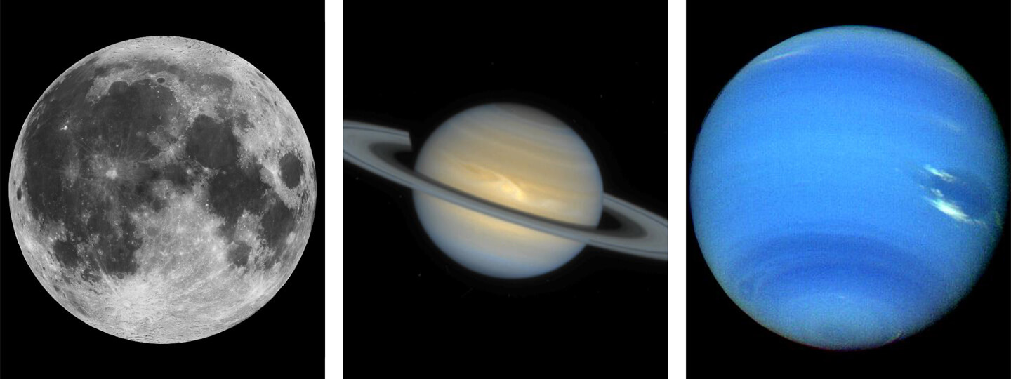 The Moon, Saturn, and Neptune