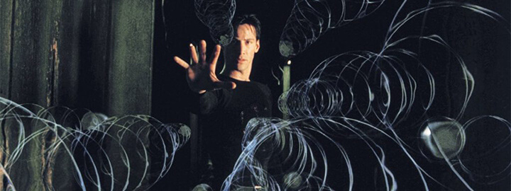 Neo from The Matrix stopping bullets
